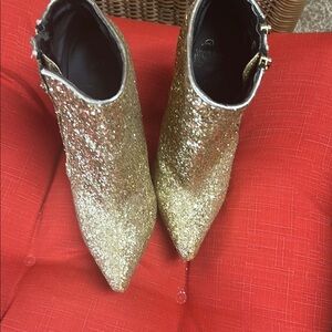 Gold Glitter Ankle Boots JW - Wayne (Sunday Church Shoes) Size 6